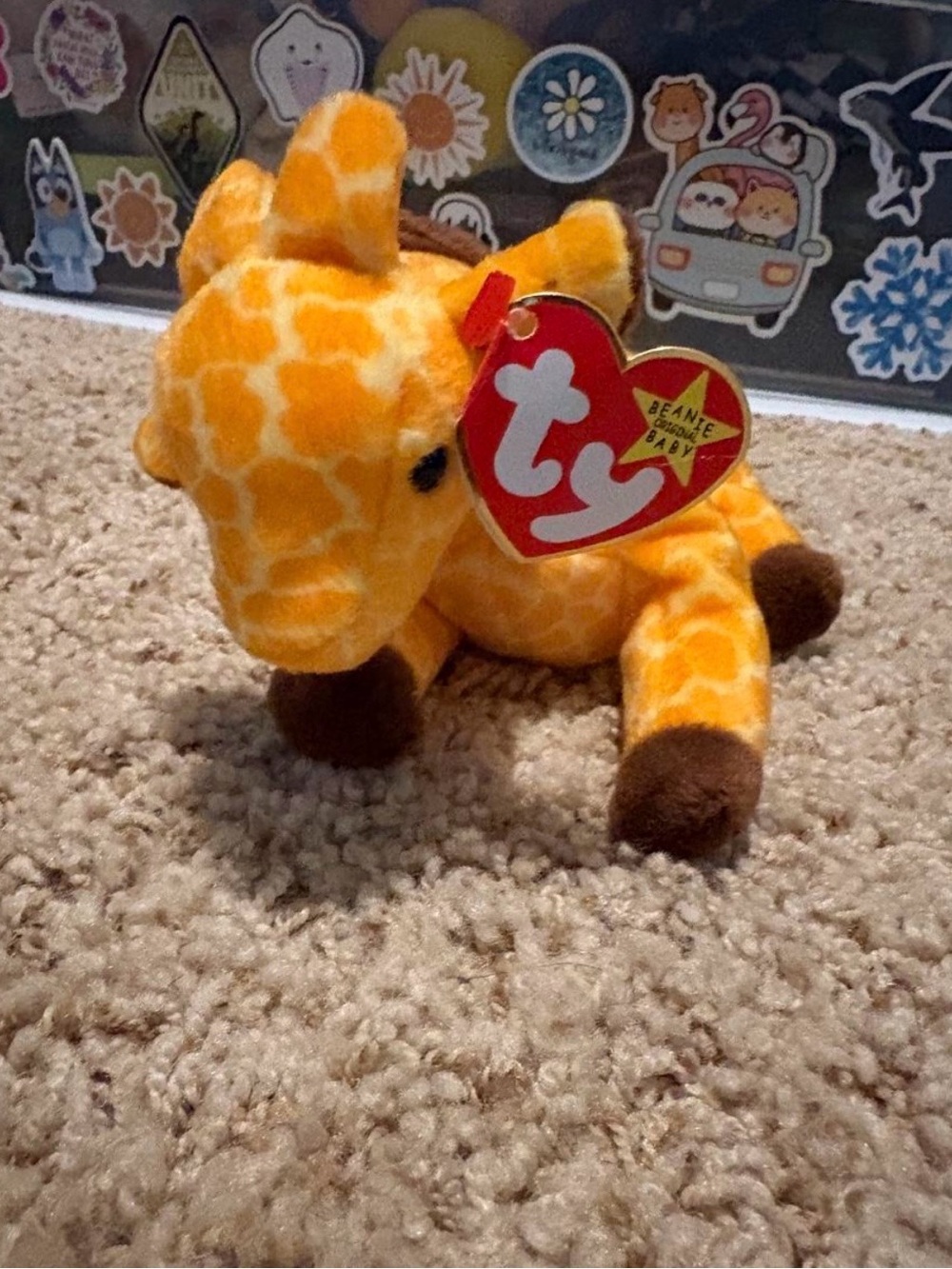 Ty Yellow & Brown Giraffe Beanie Plush
